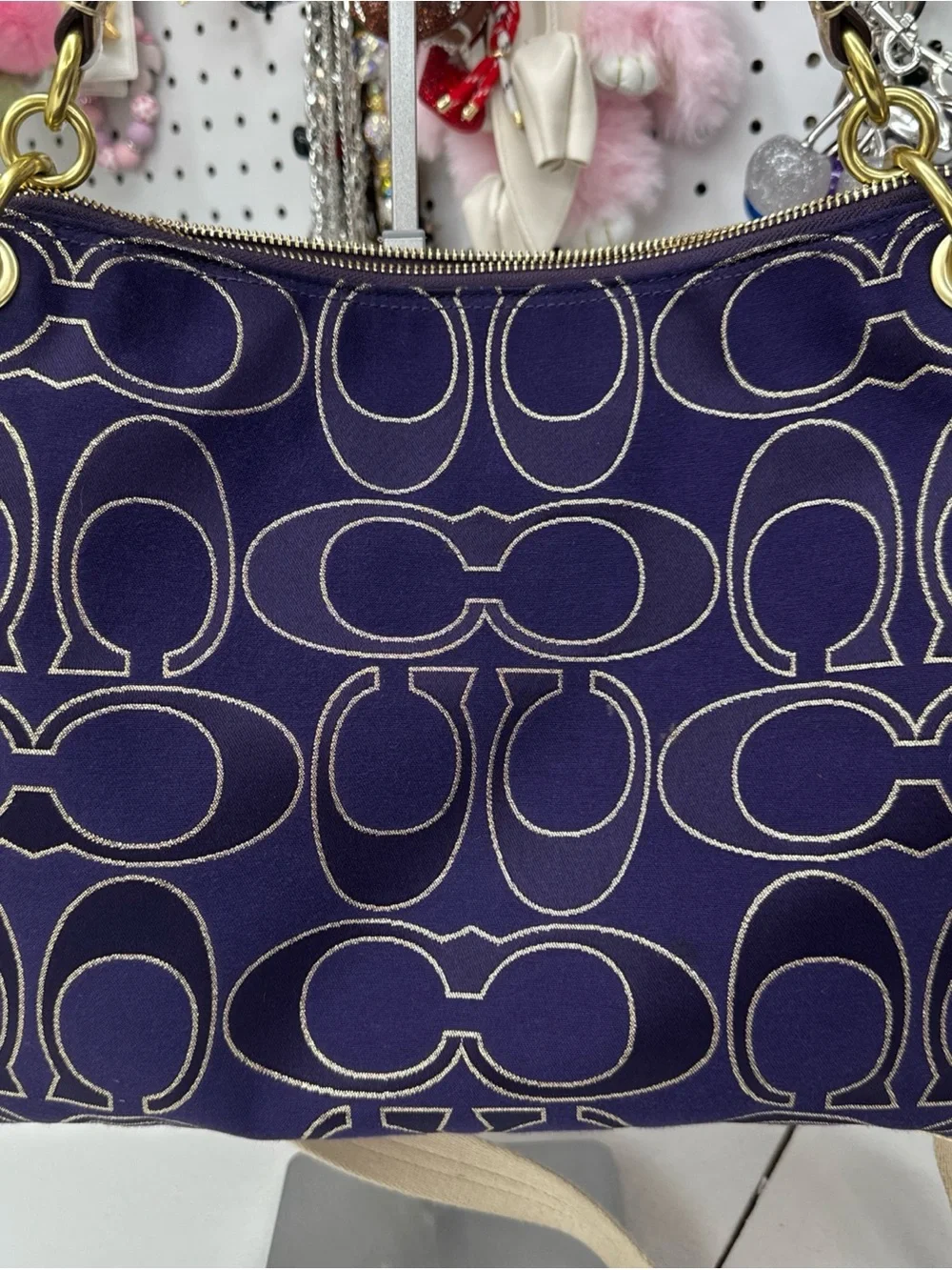 Coach Poppy Signature Sateen Glam Tote Purse Gold And Purple Y2K